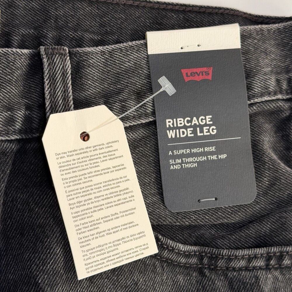 Levi's Premium Ribcage Wide Leg Women's Jeans 32 X 30 Black Big “E” New NWT - Picture 2 of 9